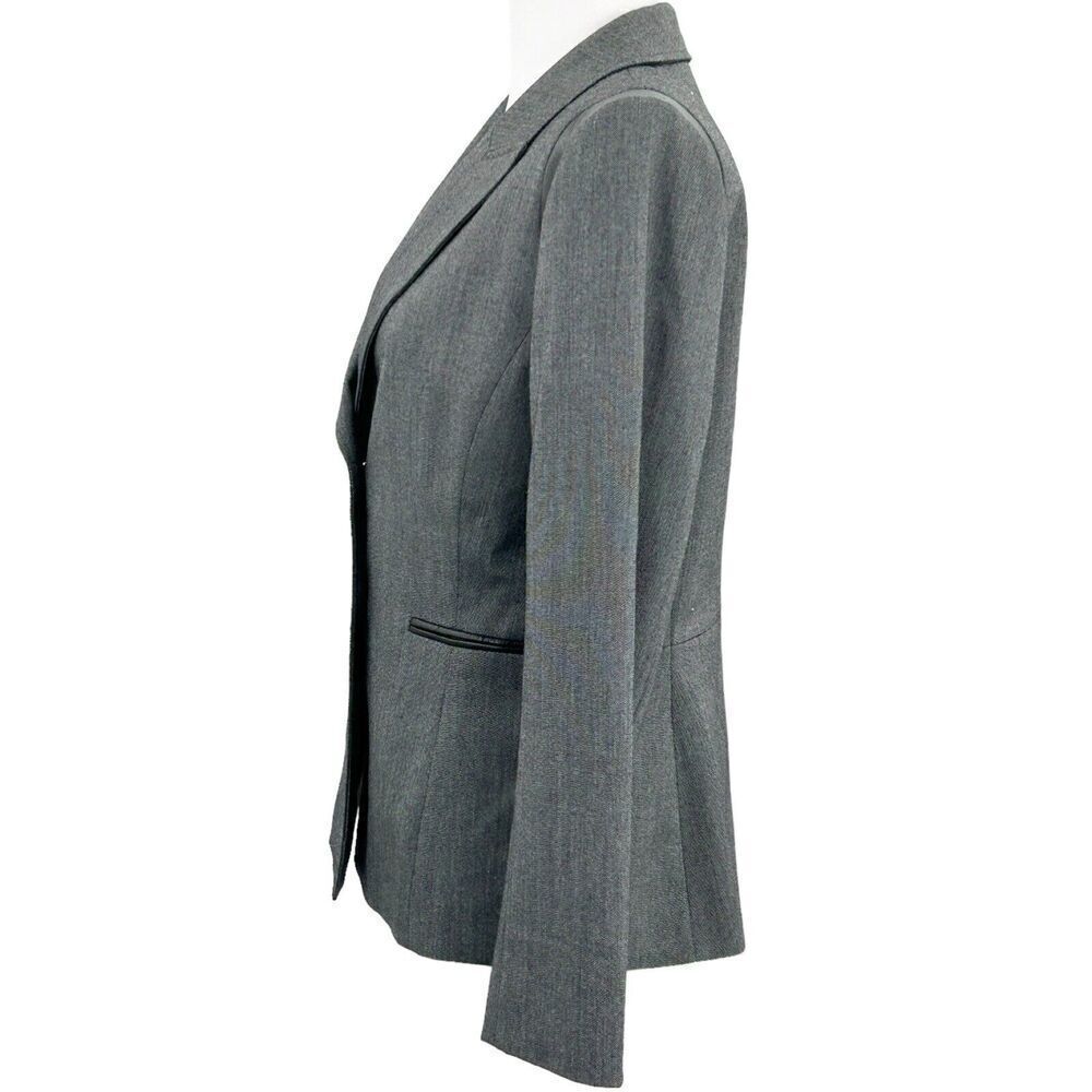 Tahari Arthur S Levine Gray Black Jacket Size 8 Petite Women Lined Blazer - Picture 4 of 16